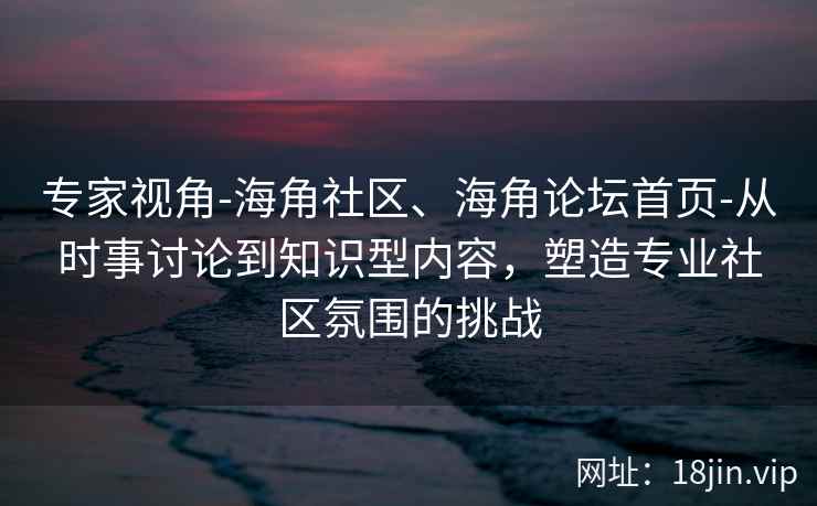 专家视角-海角社区、海角论坛首页-从时事讨论到知识型内容，塑造专业社区氛围的挑战